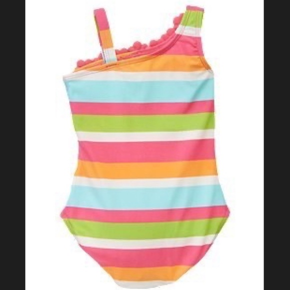 Gymboree color block swimsuit with flowers. - Picture 7 of 9